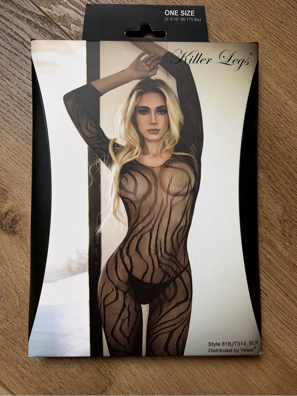 Killer Legs Black Patterned Fishnet Bodystocking